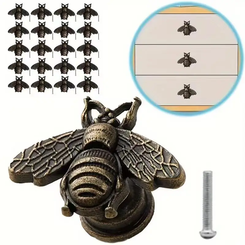 50pcs Retro Insect Shape Drawer HandlesFurniture Decorative Simple Knobs Dresser Drawer Pull Home Cabinet Wardrobe Handles Wood