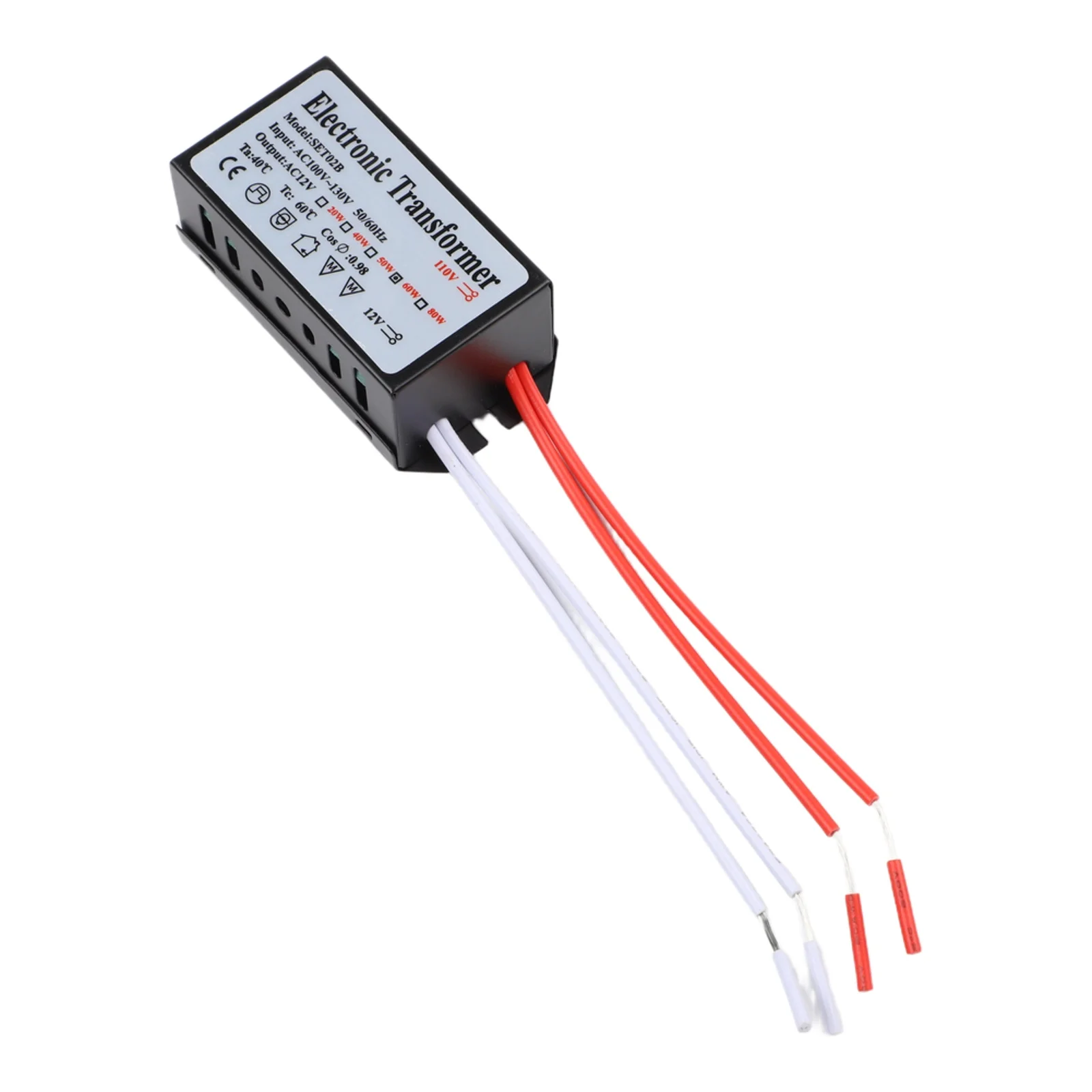 

AC110V~130V to AC12V Electronic Transformer for Low Voltage Lighting Reliable Power Supply with Dimming Support