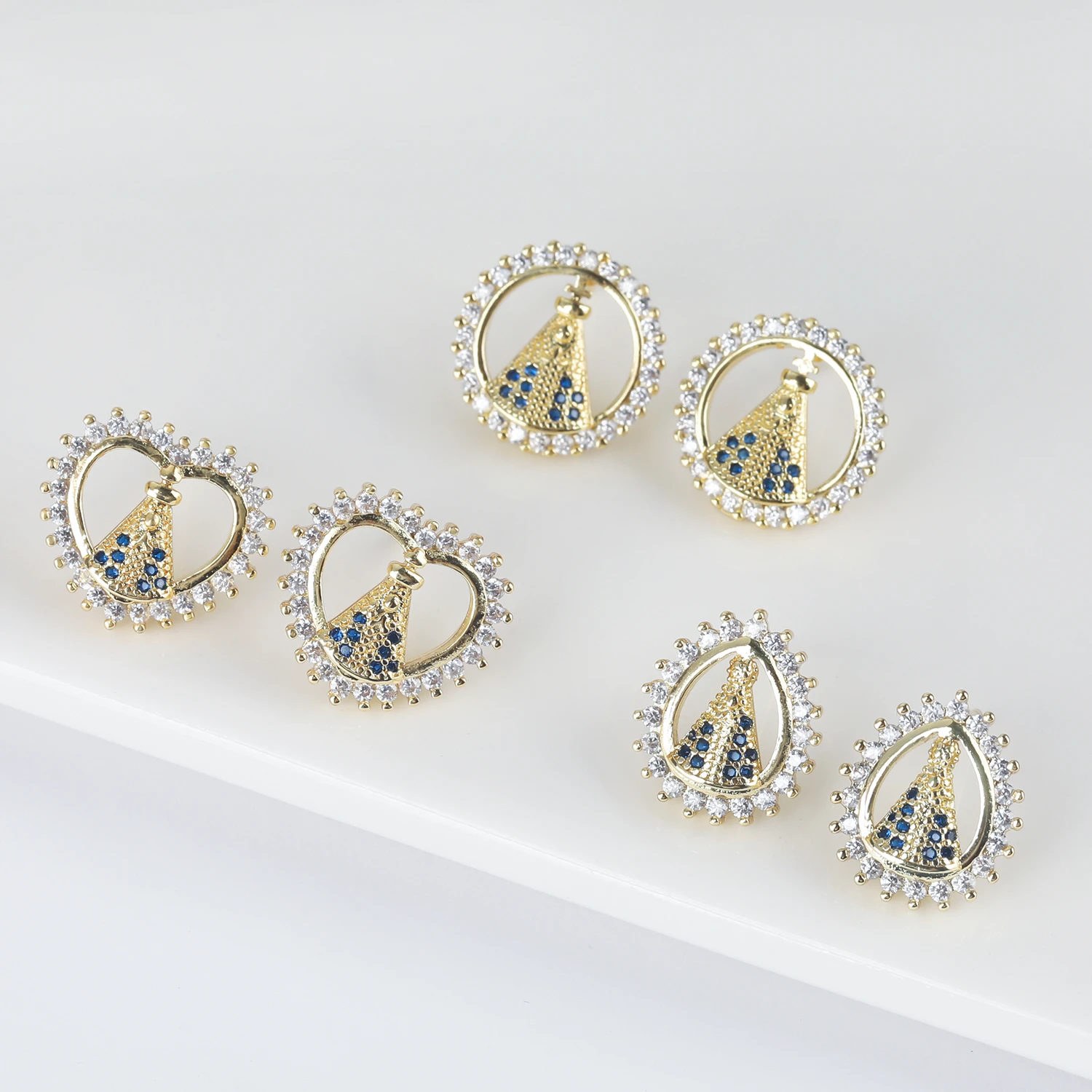 11 Model Choices Micro Paved CZ Virgin Mary Stud Earrings Catholic Our Lady of Aparecida Earings for Women Ear Brincos Gift