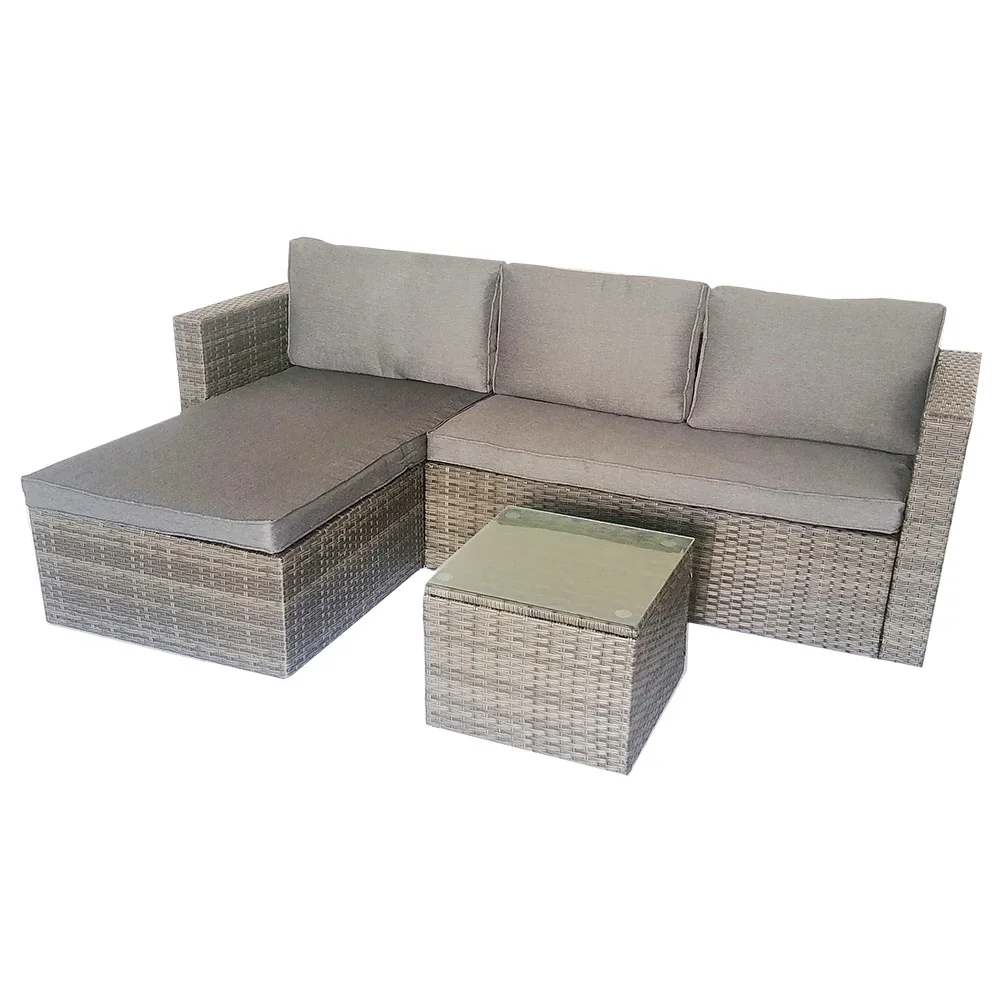

Factory Cheap Concise style Outdoor Garden Leisure Patio Furniture Set Rattan Wicker Corner Sofa Chair and Coffee Table