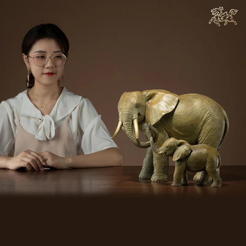 2023 foreign business guest company office GIFT  High grade lucky animal Africa elephants brass Sculpture BAR Living ROOM