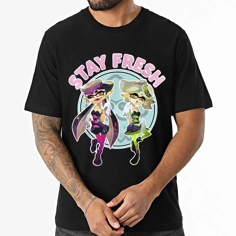 Cute Cartoon Videogame Splatoon Gift T Shirt for Gamer 1231 Short Sleeve Graphic Clothes 100% cotton Unisex Tee US Size S-6XL