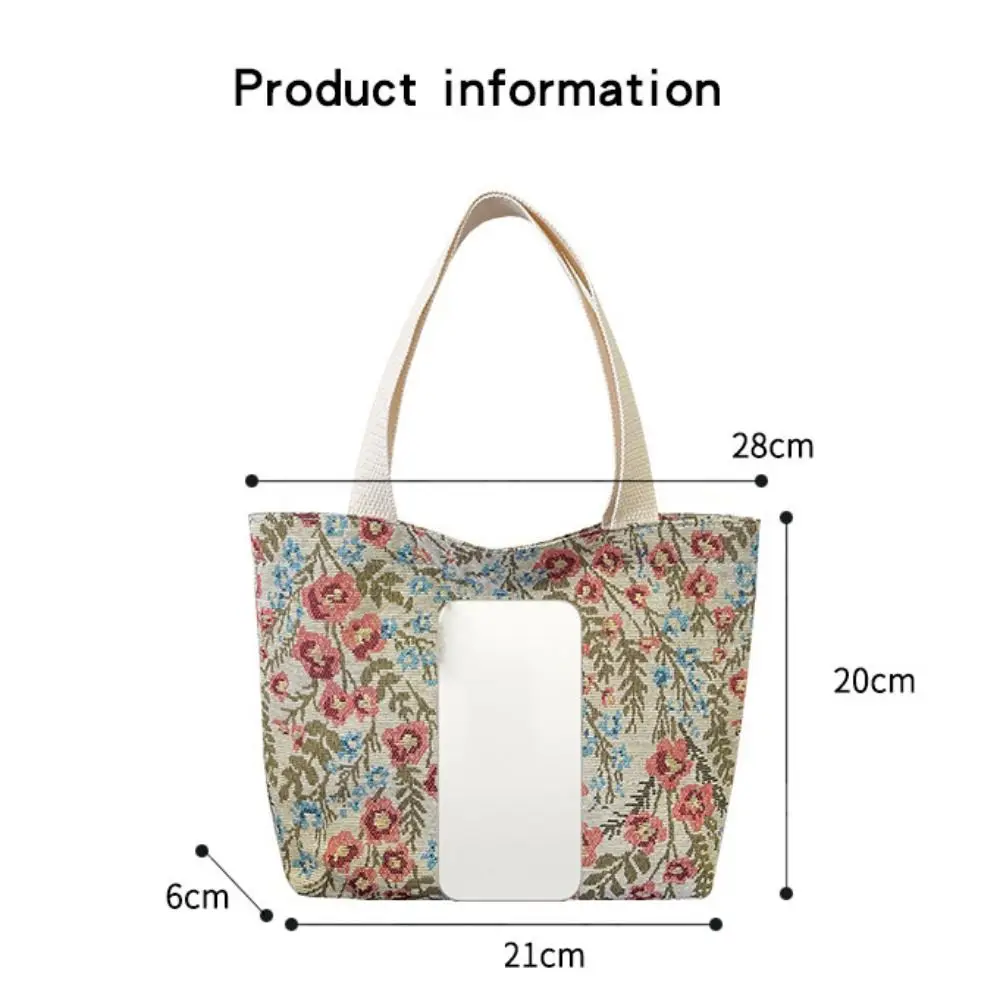 حقيبة يد محمولة متعددة الاستخدامات للفتيات مطبوعة بالزهور حقيبة كتف ذات سعة كبيرة حقيبة كتف كاجوال خفيفة الوزن للسفر