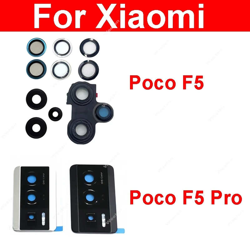 Rear Camera Glass Glass Lens Frame For Xiaomi Poco F5 F5 Pro Back Main Camera Lens Glass Frame Cell Phone Repair Parts