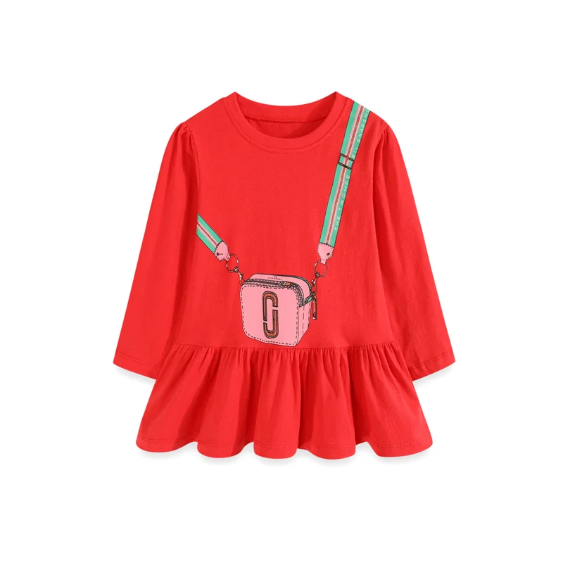 Jumping Meters 2-7T Long Sleeve Girls Bag Print T Shirts With Skirts For 2-7 Years Children's Blouses Kids Tees Tops Autumn Wear