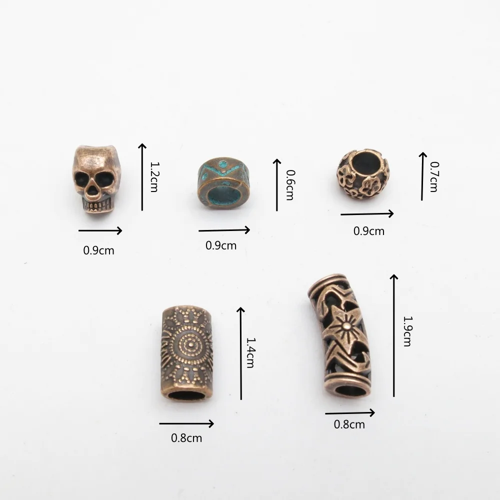 10pcs Red Copper Beads Hair braid Dreadlock Beads Spacer Beads Skull Flower patterned for Jewelry Making Supplies Accessories ﻿ image 4
