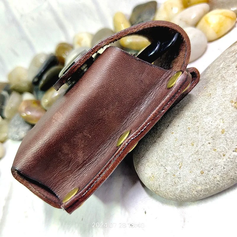 Blongk Genuine Leather Folding Glasses Case Waist Bag Belt Pack Men Women MF-ZD