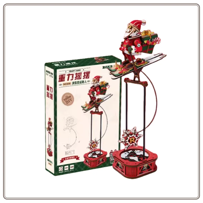 ROKR Schwerkraft Schwingende Schlitten Weihnachtsmann DIY handgemachte Junge Weihnachten Geburtstagsgeschenk Anhänger Bausteine Montage Modell Geschenk Spielzeug