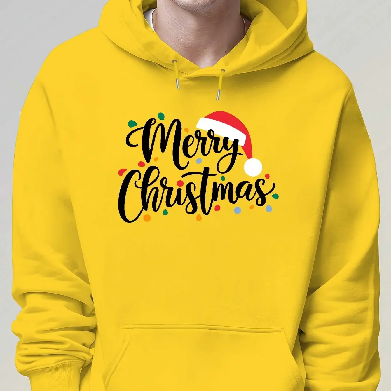 Merry Christmas Men'S Sweatshirt Men'S Street Style Print Autumn And Winter Plus Velvet Top Soft Fabric Exquisite Gift