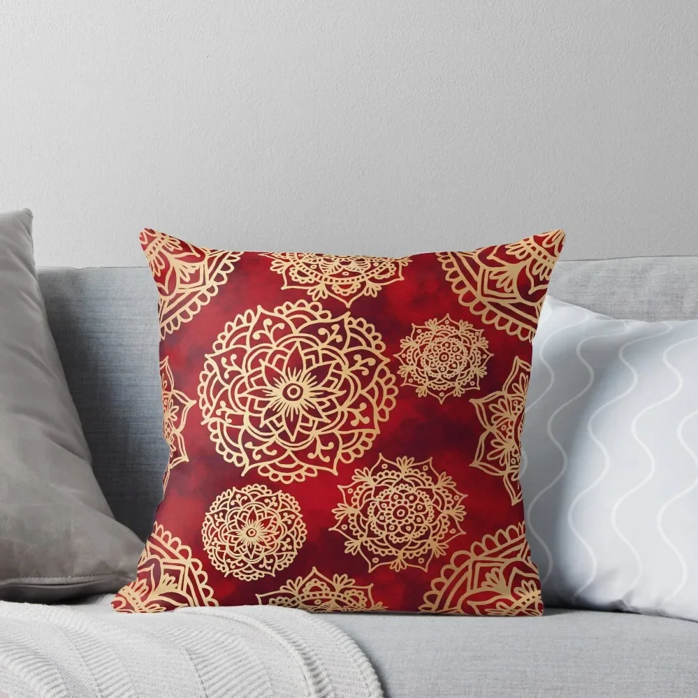 

Red and Gold Mandala Pattern Throw Pillow Sofa Cushions Room decorating items Pillow