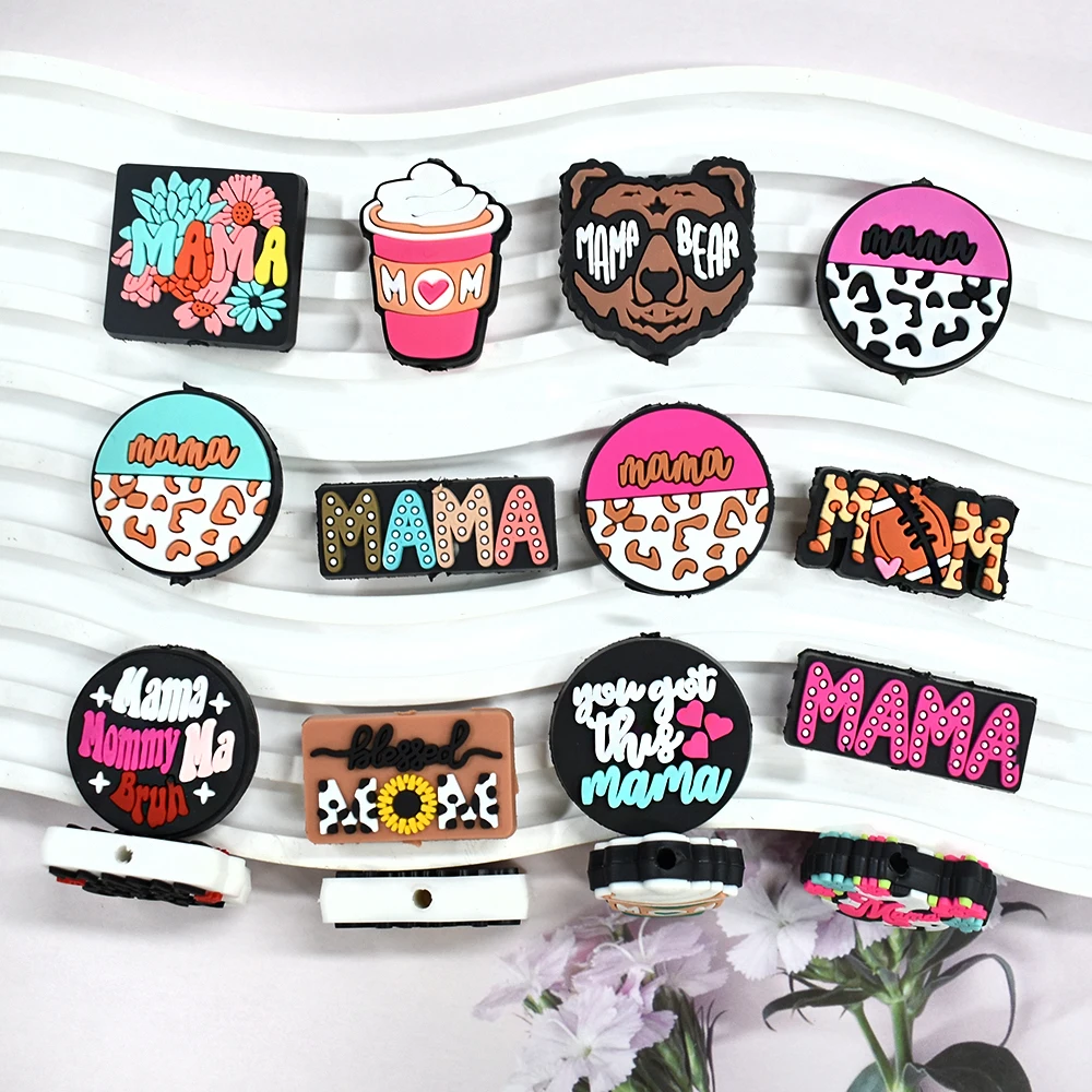 1PCS mama PVC focal pen bead mom making diy bracelet keychain bag mama bear shaped modelling focal beads accessory