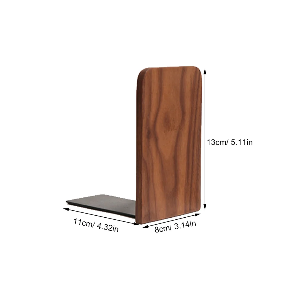 Black Walnut Bookend Stand For Books Magazines Storage Organizer Wooden Shelves Display Rack Bookends Shelves Wooden