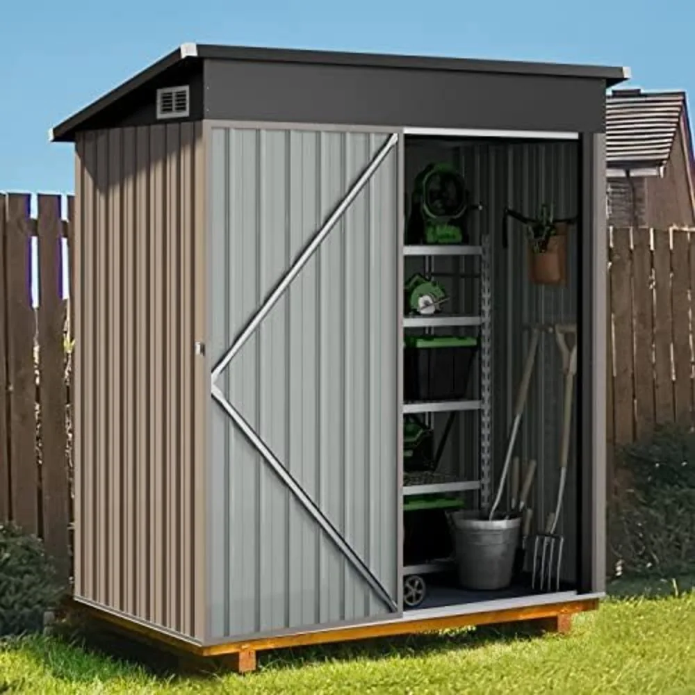 

3.0’x4.9’ Outdoor Storage Shed, Garden Metal Shed for Bike, Outdoor Tool Storage Shed, Outside Lawn Mower Storage