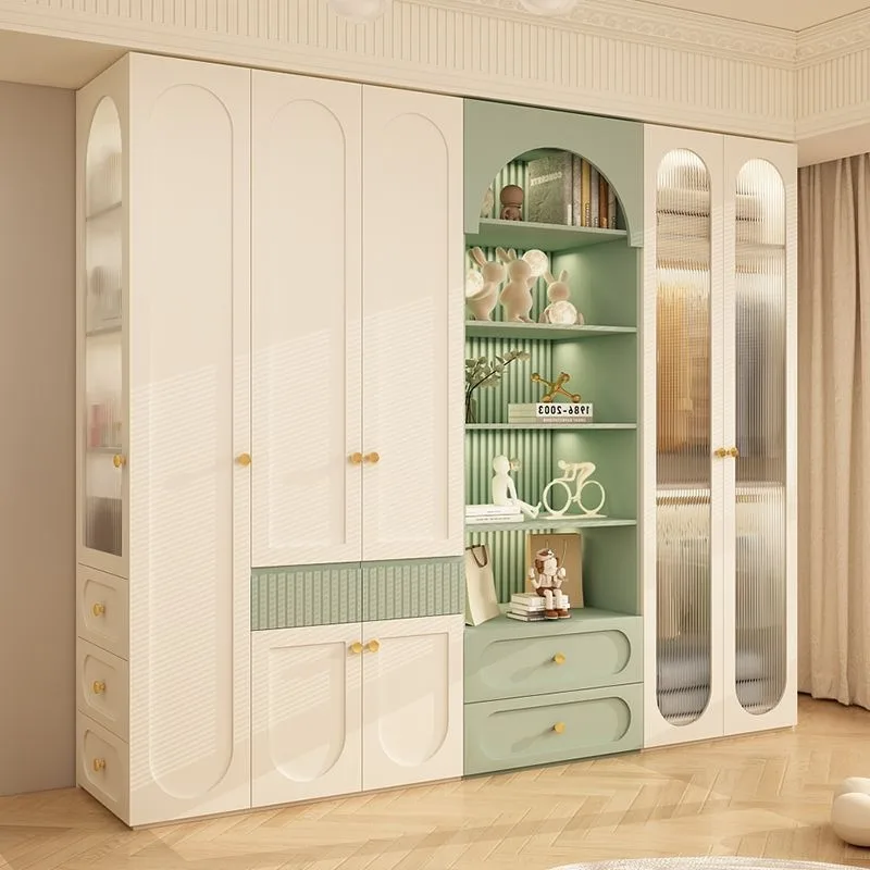 Yjm's new cream style wardrobe, one door to the top, deep thickened explosion, home master bedroom, European pine board