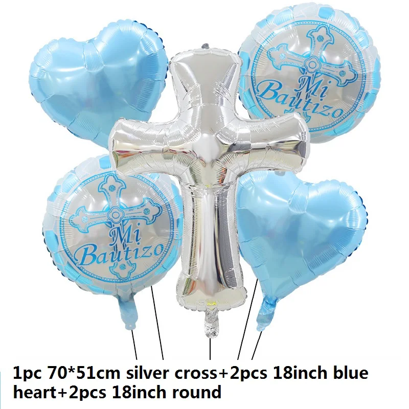 God Bless Balloons, Jesus Cross Balloons, First Holy Communion Party, Baby Shower, Easter Baptism, Forked Christening Decor