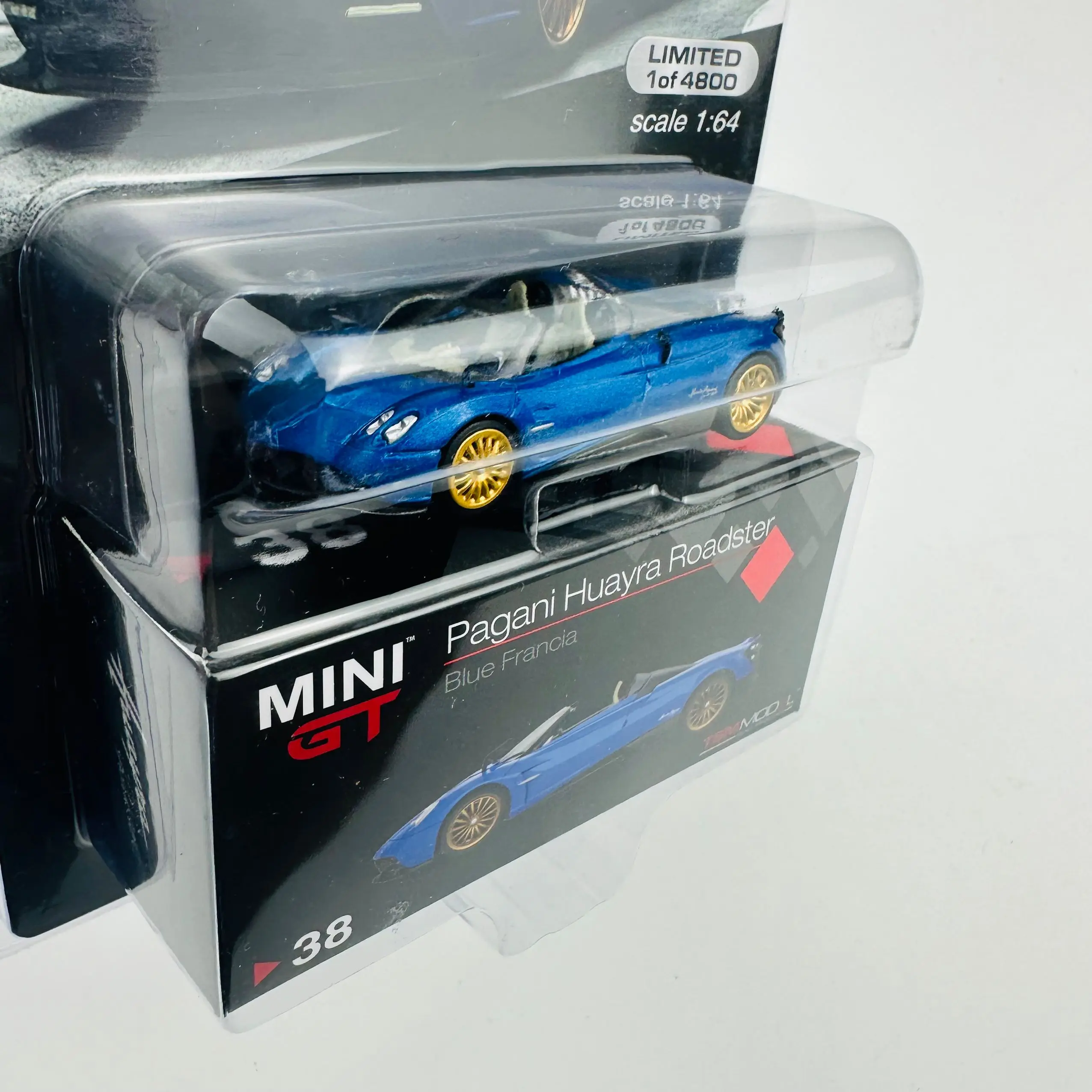 Modelo de coche TSM Mini Gt 1/64 Minigt 38 Pagani Huayra Roadster Blue Francia MJ, aleación fundida, colección