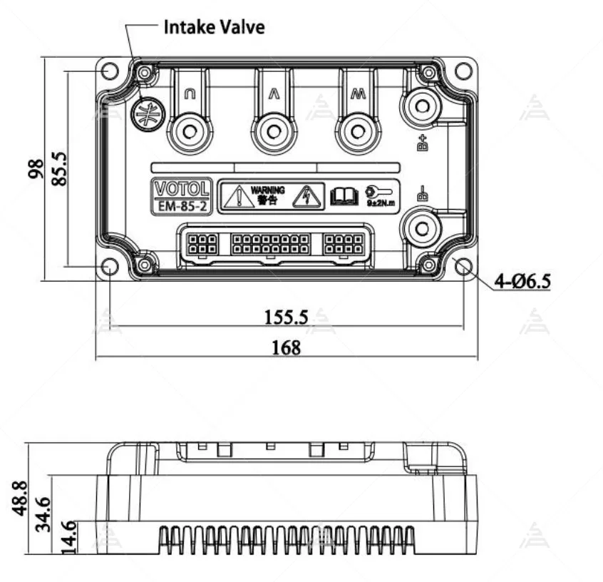 VOTOL EM85-2sp Mechanical Drawing Dimensions