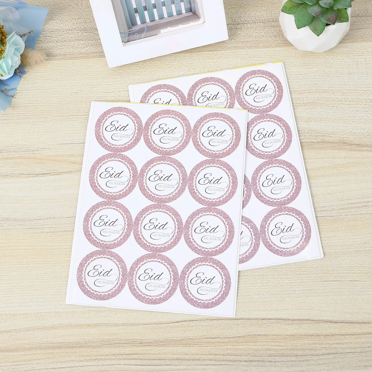

120 Pcs Circle Stickers Muslim Eid Mubarak Round Gift Boxes Child