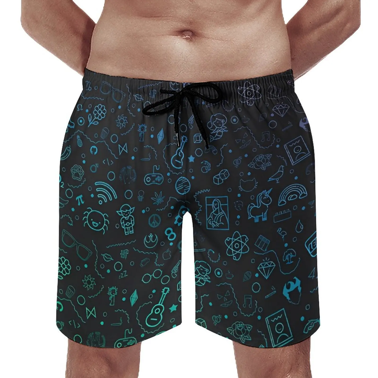 Pantalones holgados de verano para hombre y mujer, ropa informal con estampado Irregular de dibujos animados, gradiente, cordones, cordón, playa, cinco cuartos