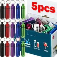 1/5pcs Portable Colorful Mini Aluminum Pill Box Medicine Case Container Bottle Holder Keychain Outdoor Pillbox Portable Key Ring