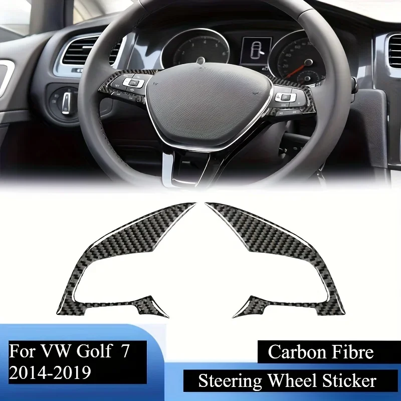 

For Volkswagen Golf 7 Gti Mk7 2013-2019 Carbon Fiber Interior Car Steering Wheel Button Decorative Frame Sticker Car Accessories