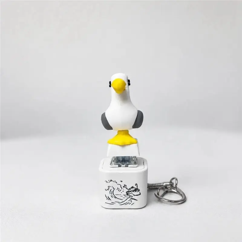 ABJG-Electronic Fidget Toy 8PCS Seagull Keycap Keychain Luminous Sounding Stress Relief Rechargeable Battery Pendant