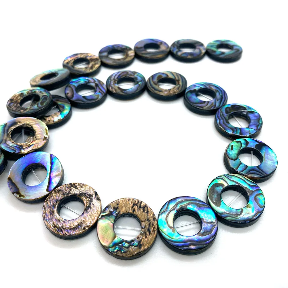 Natural Abalone Seashell Loose Bead Hollow Circle Donut Round Bead for Jewelry Making DIY Necklace Bracelet Earring Ring Jewelry image 5