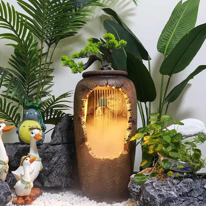 Pottery pot hanging wall flowing water landscaping combination ornament entrance balcony fish pond decoration