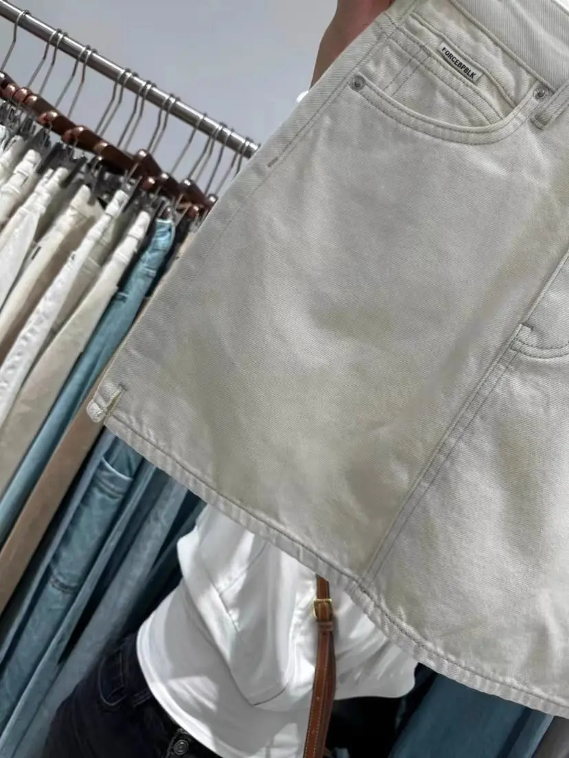 Jeansrock mit hoher Taille, A-Linie, Schlitz, Sommer, dünn, vielseitig, kurzer Rock