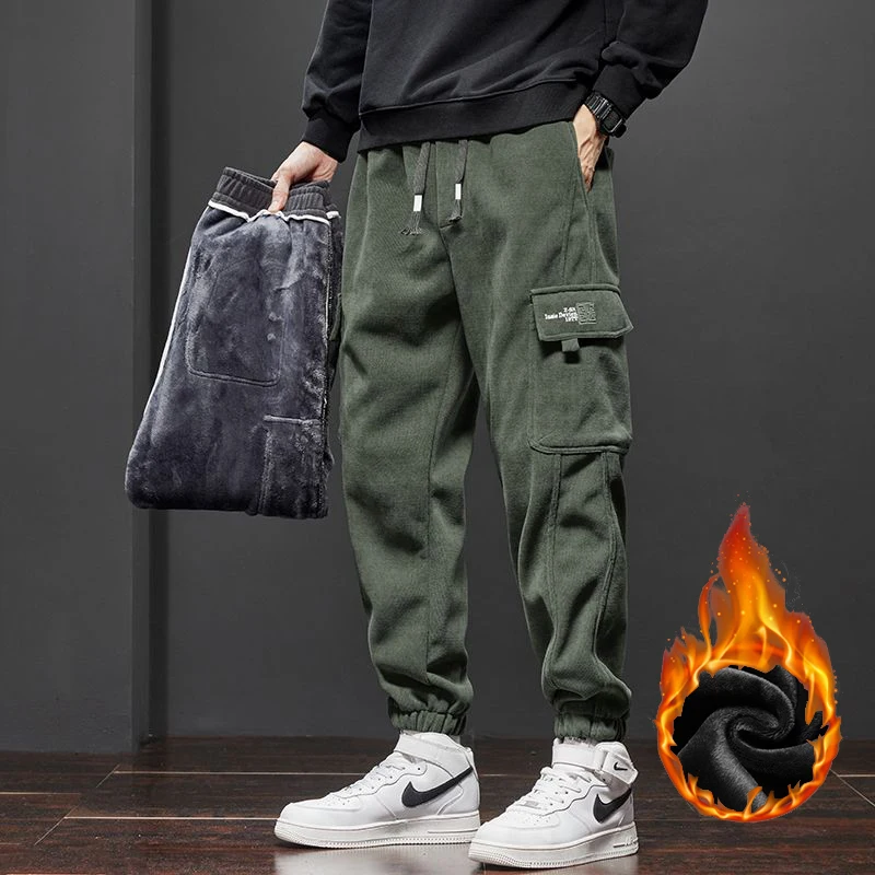 

Мужские модные повседневные зимние термобелье больших размеров, мужские свободные эластичные узкие брюки, молодежные жизненные армейские зеленые брюки
