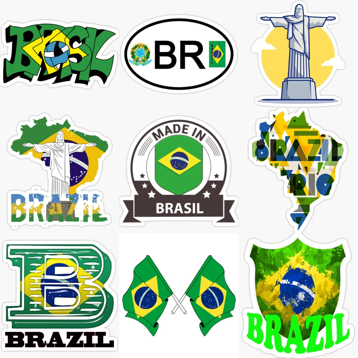 

BR Brazil Flag Map Redeemer PVC Creative Car Stickers for Car Bicycle Window Helmet Wall Fridge Decoration Customizable Size