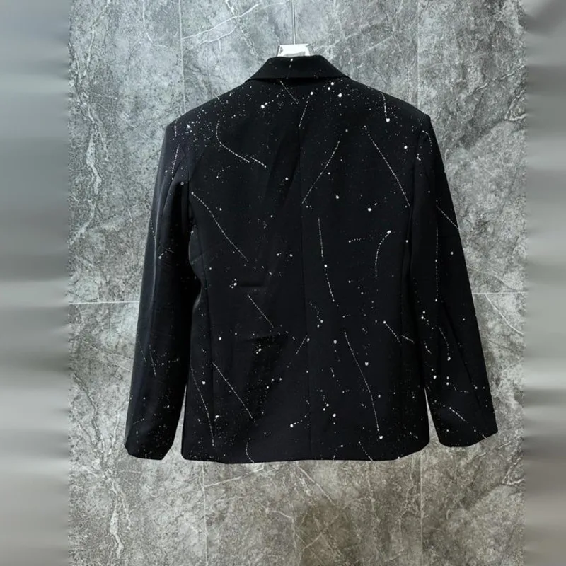 WVGA Spring Autumn New Men Tide Trendy High-End Starry Sky Gold-Stamped Floral Design Blazer Niche Chic Casual Jakcet Ins W19166
