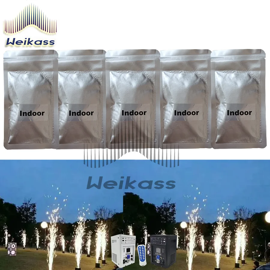 Weikass 5Bags Ti Powder for Cold Spark Stage Effect Machine Dmx Metal Consumables Fireworks MSDS 200g/Bag Dj Party Wedding Bar