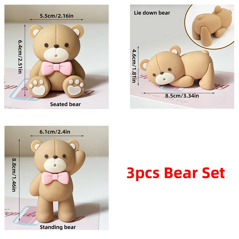 Bear Cake Toppers Boy Girl Baby Shower Party Decorations Mini Bear Letter Happy Birthday Cupcake Toppers Gender Revealed Gifts