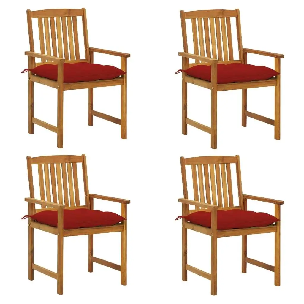 

4-Piece Acacia Wood Patio Chairs Set with Cushions – Stylish Outdoor Seating