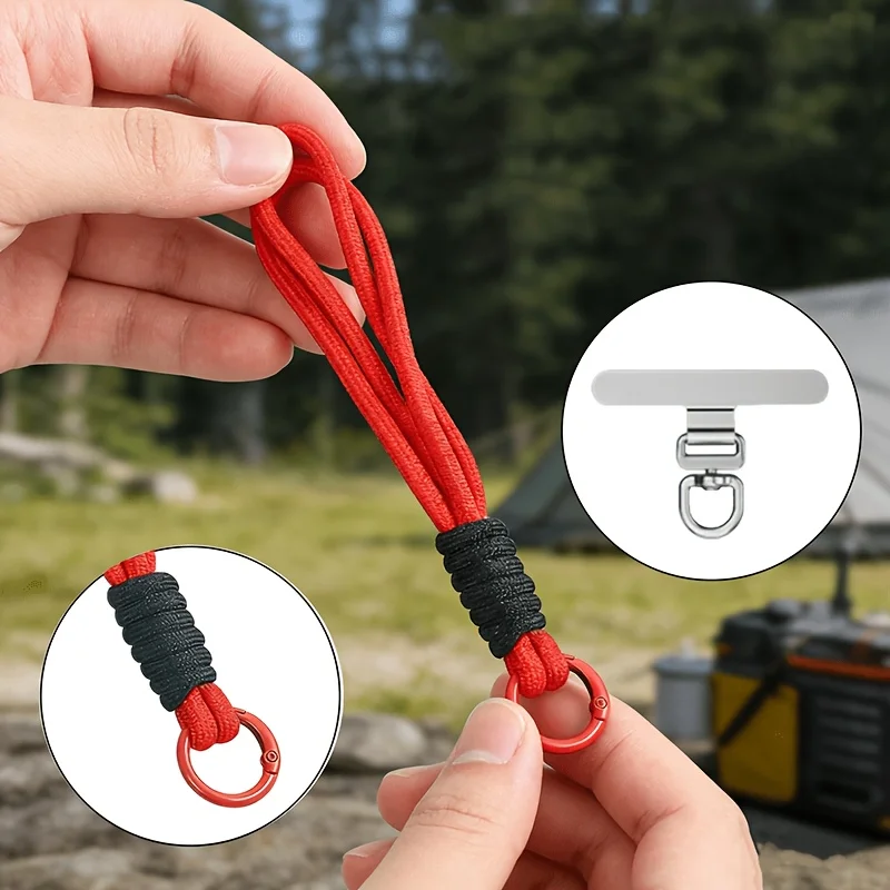 

1 шт. нейлоновый короткий ремешок для мобильного телефона с зажимом из нержавеющей стали, съемный шнурок для защиты от потери для iPhone/Samsung/Huawei