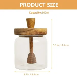 Honey and dipper bottle set, honey and glass containers, 1 wooden dipper, airtight pot, 500 ml 8 Main Honey Honey Sales - №3