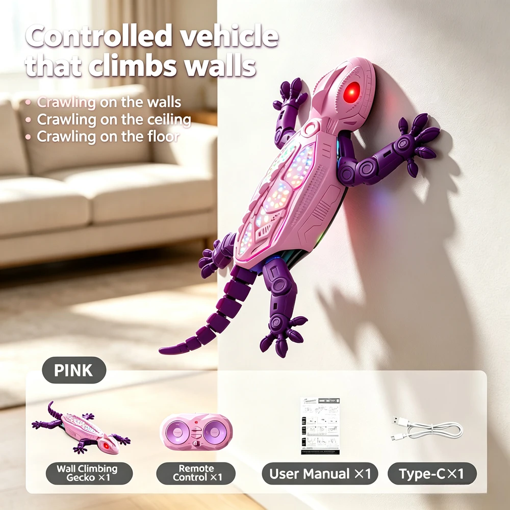 New 2.4G Wireless Remote Control Tiger Toy Car Wall Climbing Function RC Stunt Car with Lighting Effect Climber Vehicle Toy