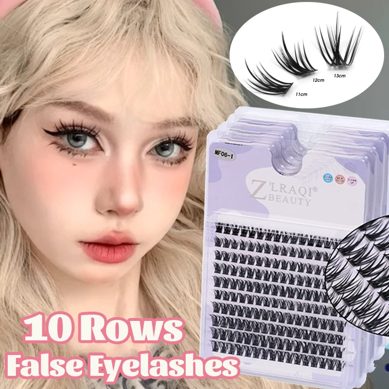 Individual Cluster False Eyelash Makeup 10Rows Faux Mink Fluffy Manga Eyelash Natural Eyelash Extension 3D Russia Strip Lashes