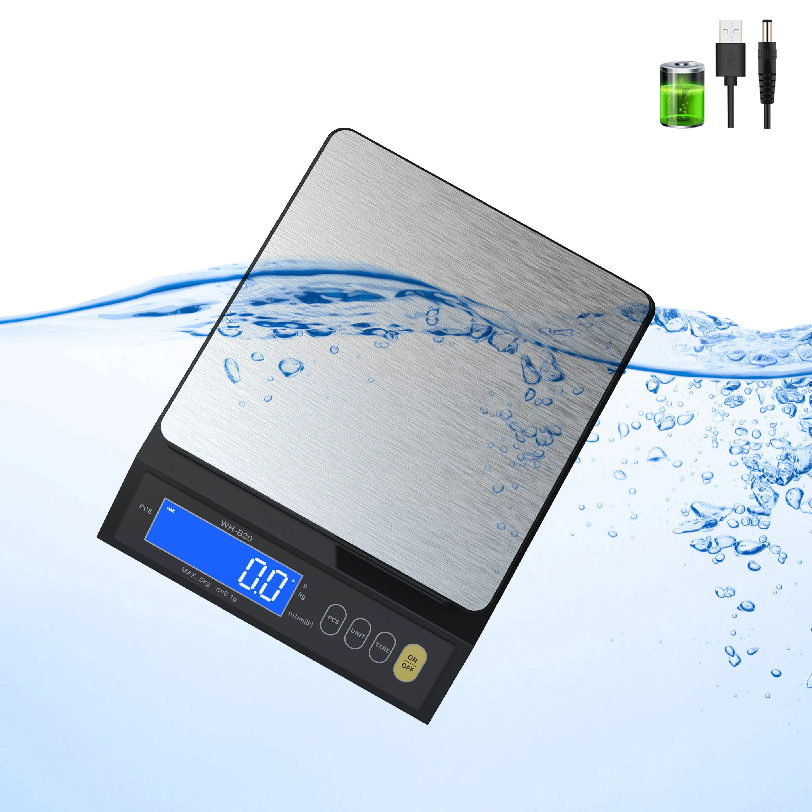 Digital Waterproof Kitchen Electronic Scale for Commercial Use, 5kg/0.1g Counter Counting Scale