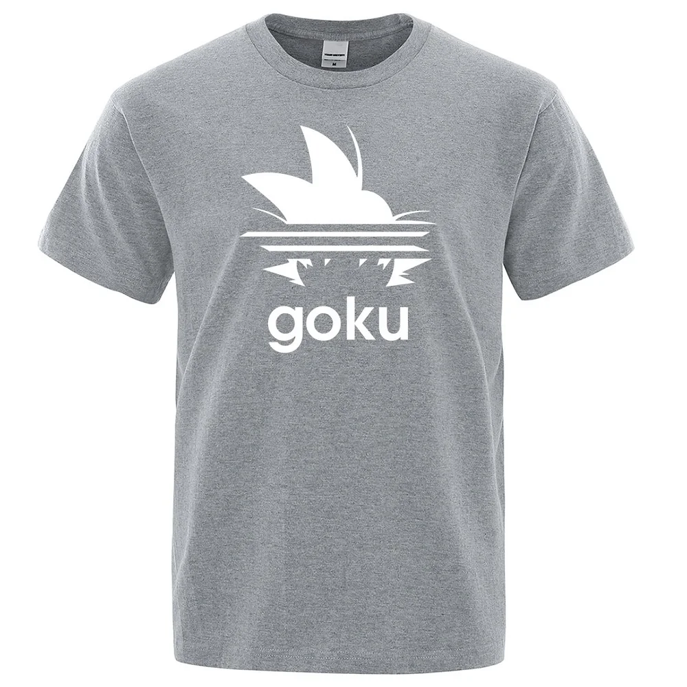 Letnie męskie t-shirty GOKU drukowane Casual męskie koszulki z krótkim rękawem moda oddychające bawełniane topy luźne, ponadgabarytowe koszulki z