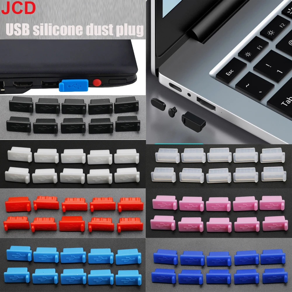 

JCD 10pcs Silicone USB Dust Plug Charger Port Cover Female Jack Interface Dustproof Cap Universal Tablet PC Notebook Laptop