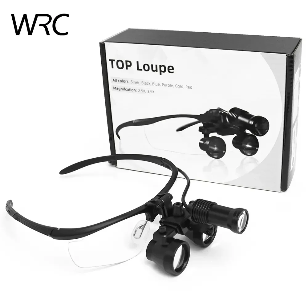 Dental Loupes Black Magnifier Binocular Lab Medical with Headlight LED Light 2.5/3.5x Portable dental Magnifier Paper box