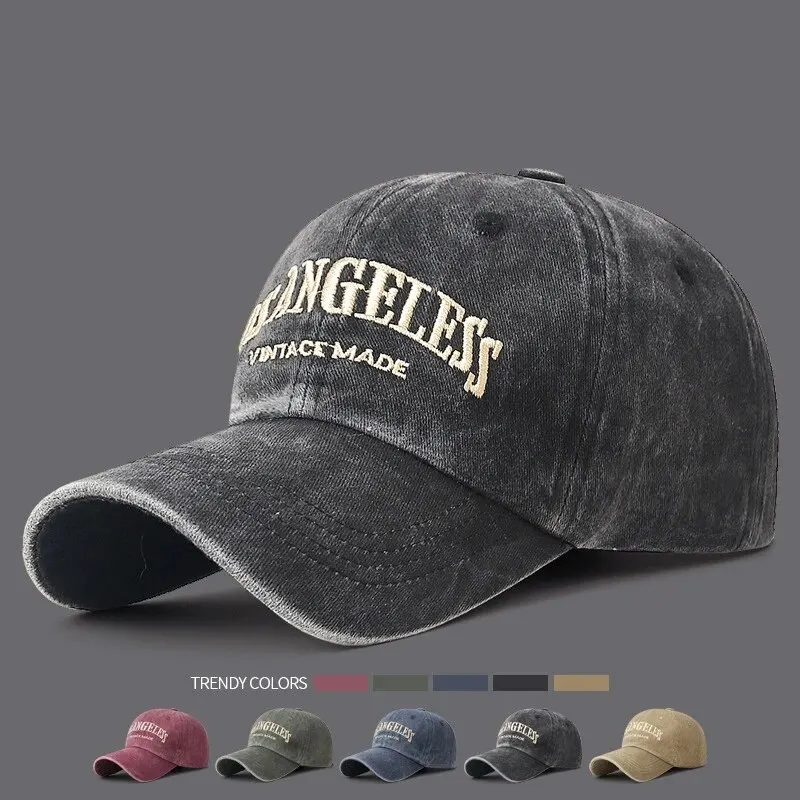 New Soft Top Washed Vintage Coated Cloth Cap Three-Dimensional Embroidery Sunhat Distressed White Casual Baseball Cap