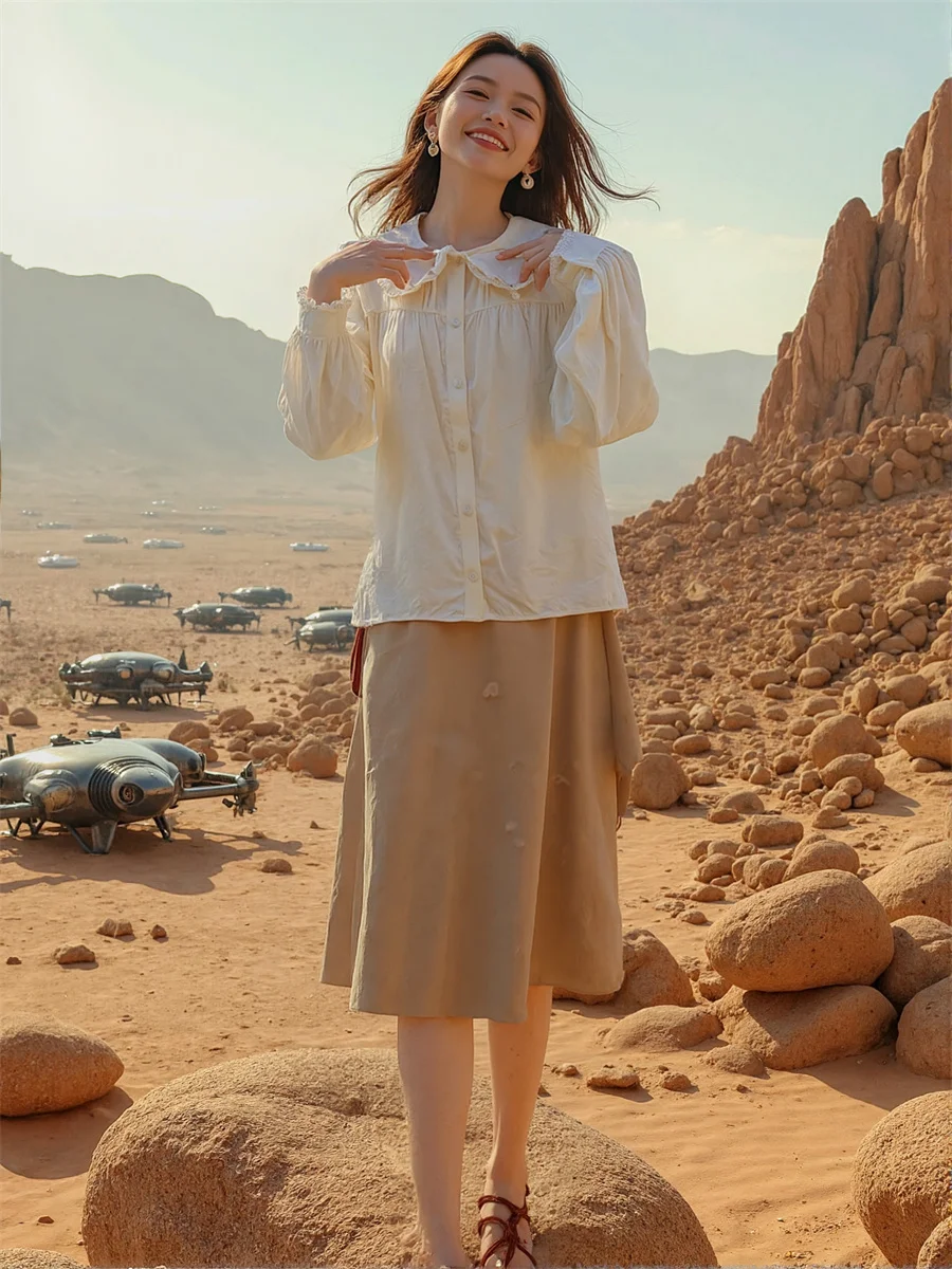 Veterschoenen Leuke effen shirts Jaren 2000 Blouses Dameskleding Lente Elegant Modieus Trendy Modern Stedelijk Populair Dame Verkopen Hot OL