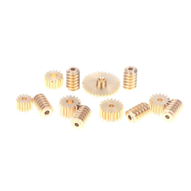 1Set 0.5M Copper Worm Gear Drive Combination Set 12/15/16/18/32 Teeth 2MM/3MM 2MM Gold Step Hole DIY Model