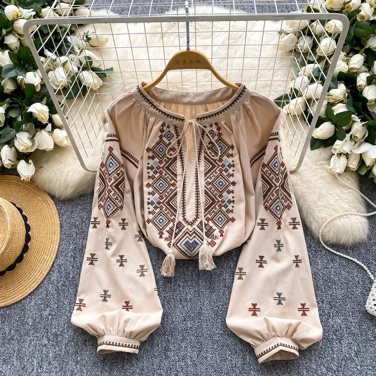 

Hotsweet винтажный элегантный тонкий топ с длинными рукавами и вышивкой, корейская уличная одежда, осенние базовые футболки High Street