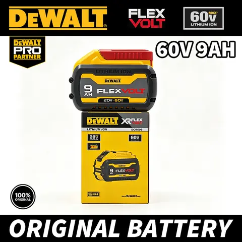 Original Dewalt Flexvolt Battery 20V/60V 9Ah Lithium Ion 18V/54V Battery 180 Watt Hours 6X Runtime 60V Max Replacement Li-ion