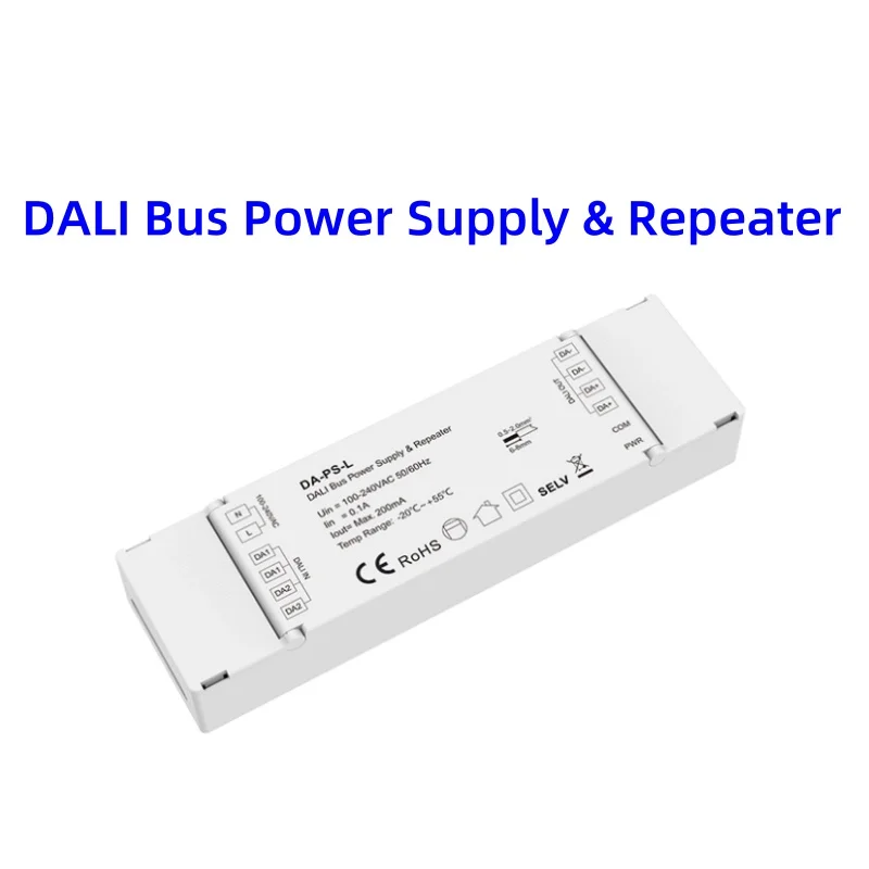 DA-PS-L DALI Bus Power Supply&Repeater AC100-240V Two Groups of DALI Signal Input&Output No Extra DALI Power Supply Ruquired