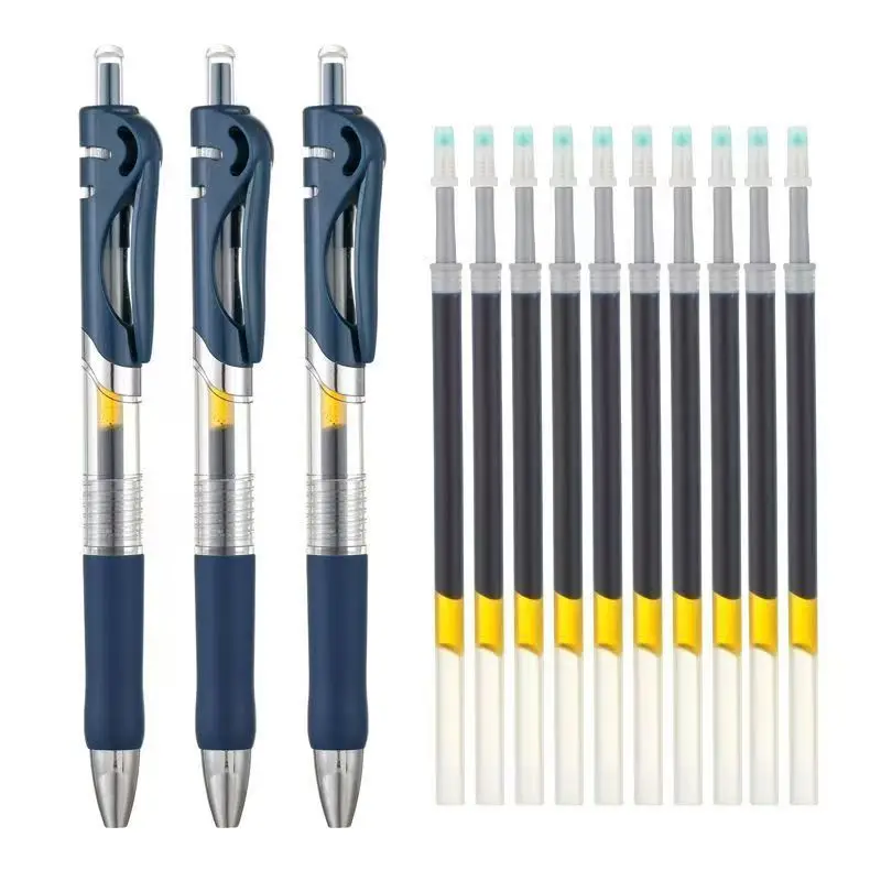 Retractable 0.5mm Gel Pens, 10 Pack Extra Fine Point Blue Ink Pens Quick Dry, Ballpoint Pen Fine Point Smooth Writing Pens